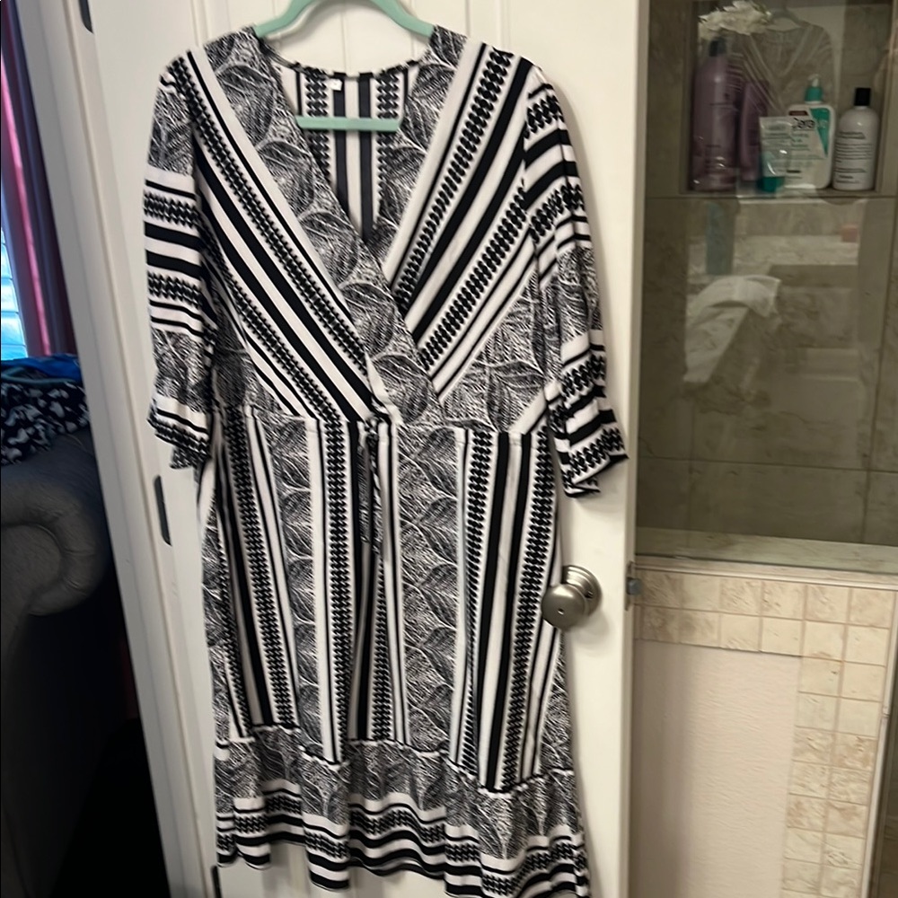 Black and White Striped Women's Dress